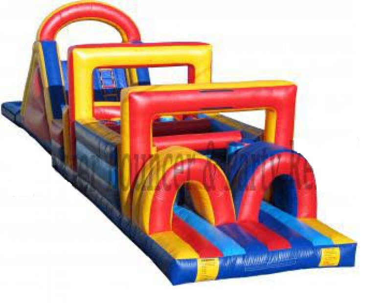 Dual Lane Obstacle Course with Slide - Wet