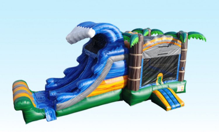 Tropical Palm Tree Bounce House W/Slide Combo