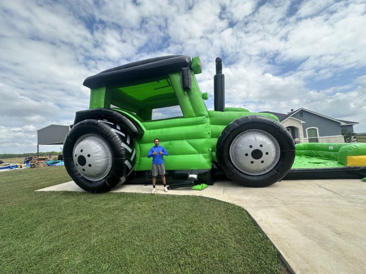 40’ Big Green Tractor Bounce House W/Slide Combo